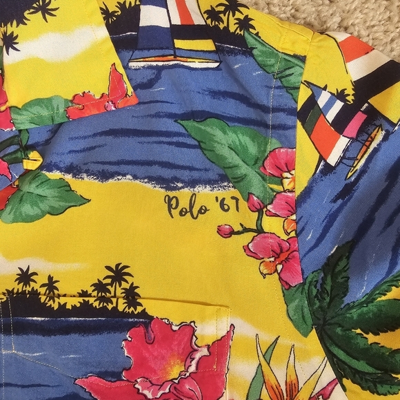 Polo Ralph Lauren NWT Mens Classic Fit Tropical Print Hawiian Woven Size M - Picture 6 of 7